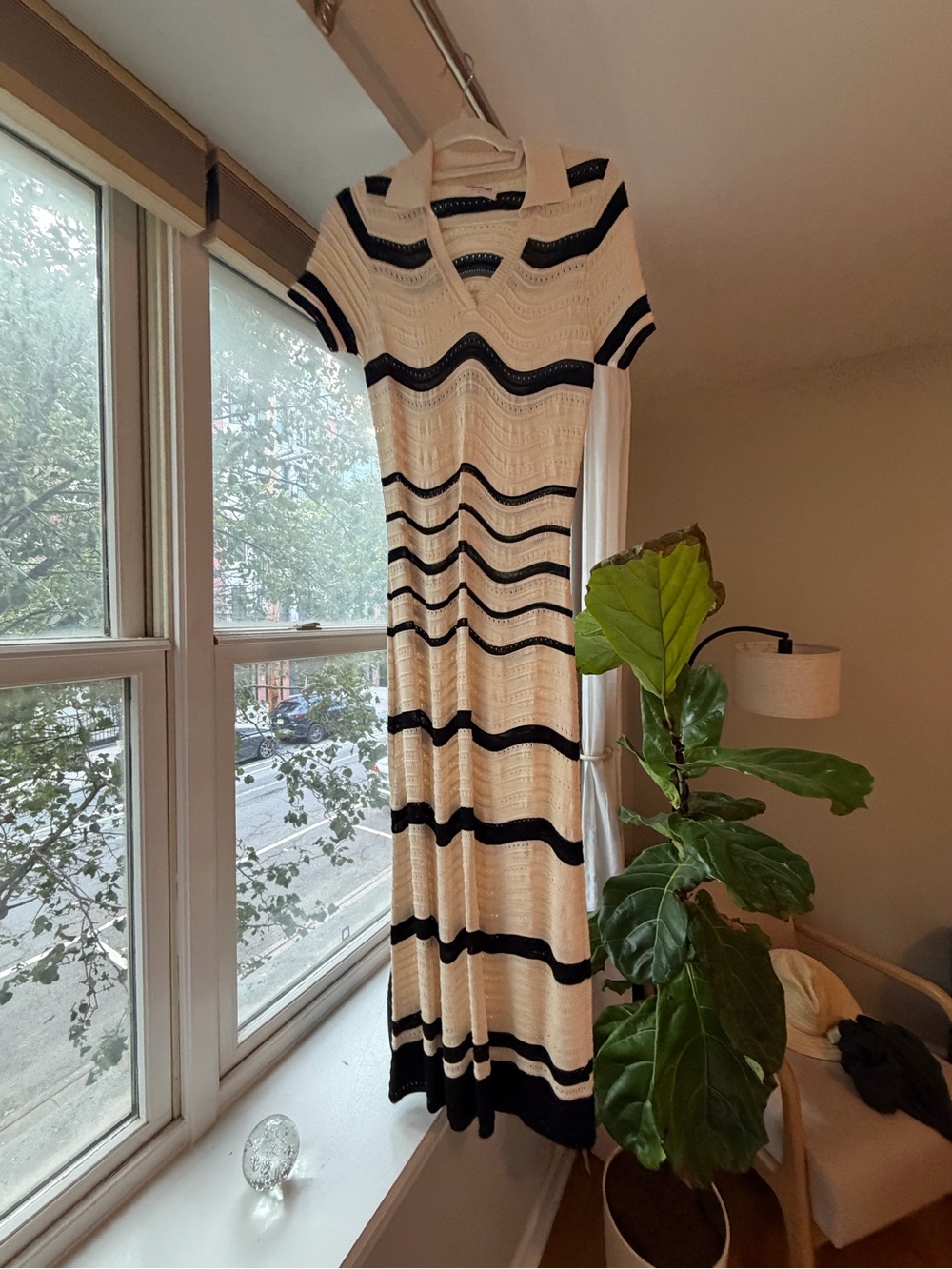 Callahan V-Neck Black and White Striped Maxi Dress